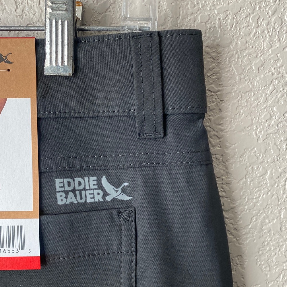 EDDIE BAUER Mens Rainier Tech Short BLACK 34 Stretch Nylon 10" Inseam Zip Pocket - Picture 7 of 11